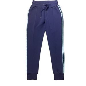 BuffBunny BlackBerry Purple Reflective Stripe High Waist Drawstring Joggers sz L